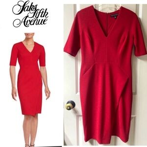 Saks 5th Avenue Sheath Knit Red Dress